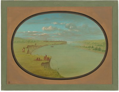 Mandan Köyü - Uzak Bir Görünüm by George Catlin
