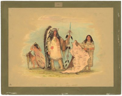Sevdiği Karısı ile Mandan Savaş Şefi by George Catlin