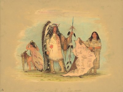 En Sevdiği Karısı ile Mandan Savaş Şefi, 18611869. by George Catlin