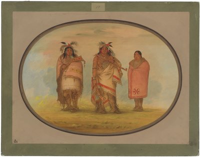 Menomonie Şefi, Karısı ve Oğlu by George Catlin