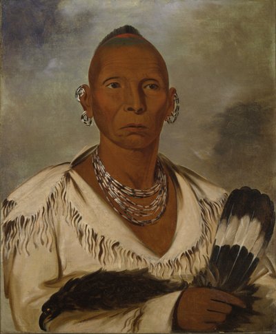 Múk-a-tah-mish-o-káh-kaik, Kara Şahin, Önde Gelen Sac Şefi by George Catlin