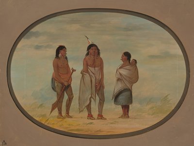 Nayas Kızılderili Şefi, Karısı ve Bir Savaşçı, 18551869. by George Catlin