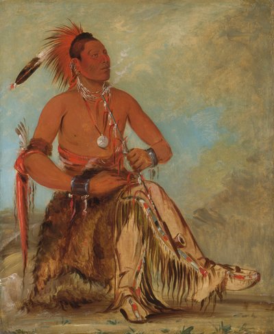 Nóm-ba-mon-nee, Double Walker, a Brave, 1832. by George Catlin