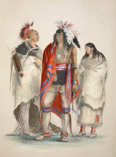Kuzey Amerika Kızılderilileri, pub. 1845 renkli litografi. by George Catlin