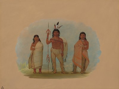 Ottawa Şefi, Karısı ve Bir Savaşçı, 18611869. by George Catlin