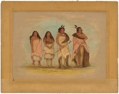 Pawneepict Chief, İki Kızı ve Bir Savaşçı by George Catlin