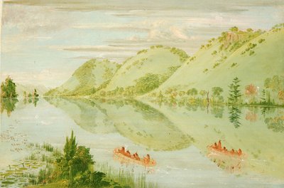 Prairie du Chien, 1835-1836 üzerinde pitoresk Bluffs. by George Catlin
