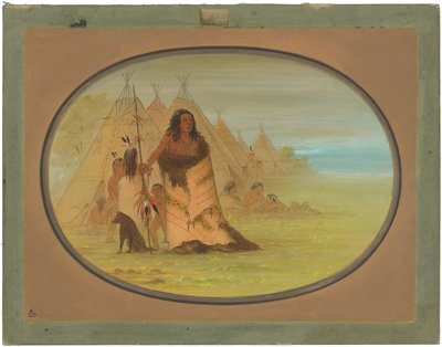 Puncah Şefi Ailesi Tarafından Çevrildi by George Catlin