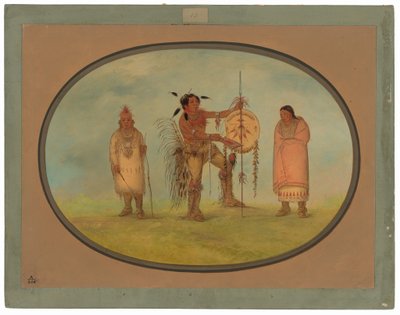 Saukie Savaşçısı, Karısı ve Bir Çocuk by George Catlin