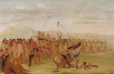 Bir Sioux Dini Töreninde Kendine İşkence by George Catlin