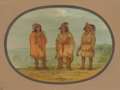 Seneca Şefi, Kırmızı Ceketli, İki Savaşçı ile, 18611869. by George Catlin