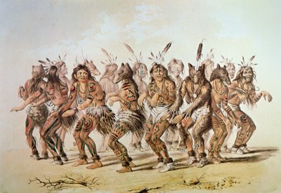 Sioux Ayı Dansı (renkli taş) by George Catlin