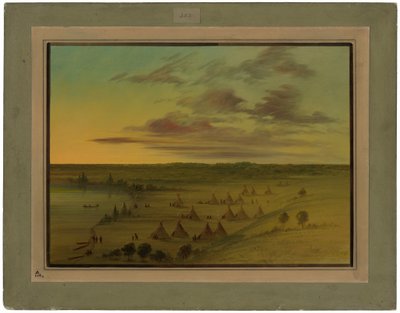 Sioux Köyü - Kuğu Gölü by George Catlin