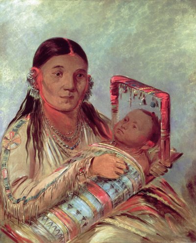 Sioux anne ve bebeği, 1830 dolayları (tuval üzerine yağlı boya) by George Catlin