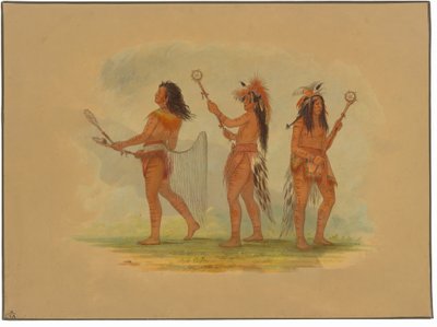 Üç Ünlü Top Oyuncusu - Choctaw, Sioux ve Ojibbeway by George Catlin