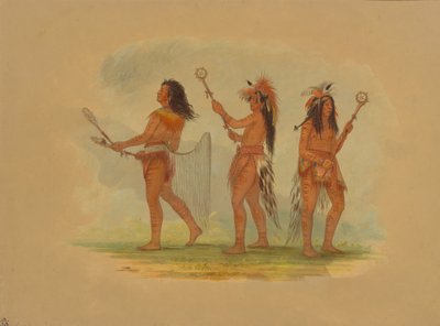 Üç Ünlü Top Oyuncusu - Choctaw, Sioux ve Ojibbeway, 1861. by George Catlin