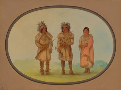 Üç Peoria Kızılderilisi, 18611869. by George Catlin