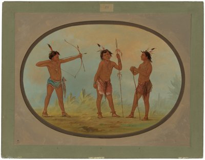 Savaş İçin Silahlı Üç Shoshonee Savaşçısı by George Catlin