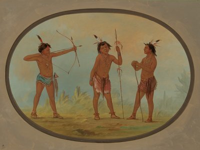 Savaş İçin Silahlı Üç Shoshonee Savaşçısı, 18611869. by George Catlin