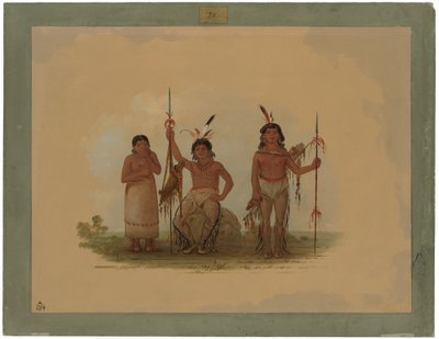 İki Arapaho Savaşçısı ve Bir Kadın by George Catlin