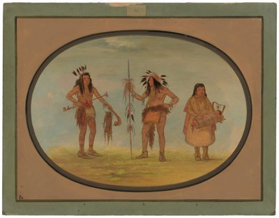İki Ojibbeway Savaşçısı ve Bir Kadın by George Catlin