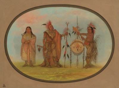 İki Saukie Chiefs ve Bir Kadın, 18611869. by George Catlin