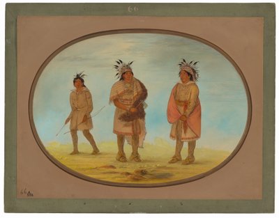 İki Weeah Savaşçısı ve Bir Kadın by George Catlin