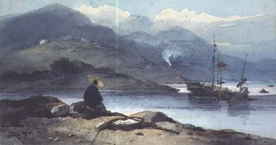 Bankada Figürlü Bir Çin Nehri by George Chinnery