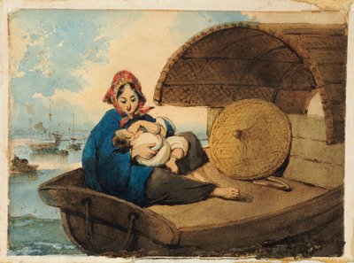 Teknede Çocuğuyla Bir Tanka Kadını by George Chinnery