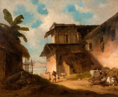 Bengal Köyü Sahnesi, 1821. by George Chinnery