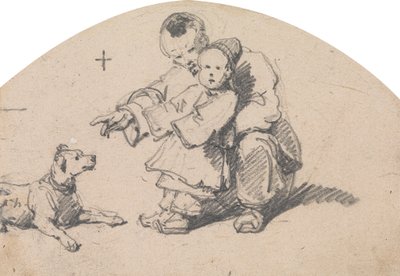 Çinli Baba ve Köpekli Çocuk by George Chinnery