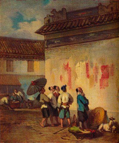 Bir Bildiri Okuyan Coolies, Makao, c1840 by George Chinnery