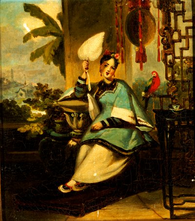 Papağanlı Bir Kızın Portresi by George Chinnery