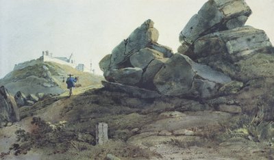 Rocks and a Hill Manastırı, Çin by George Chinnery