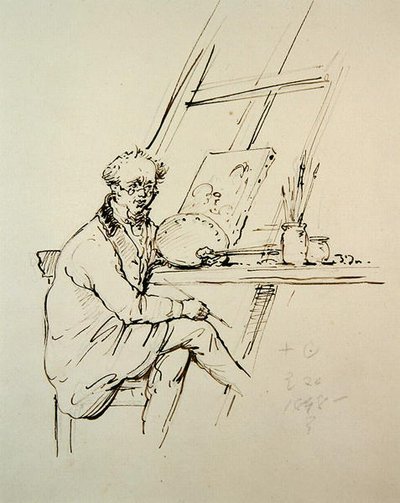 Otoportre (kağıt üzerinde kalem ve mürekkep) by George Chinnery