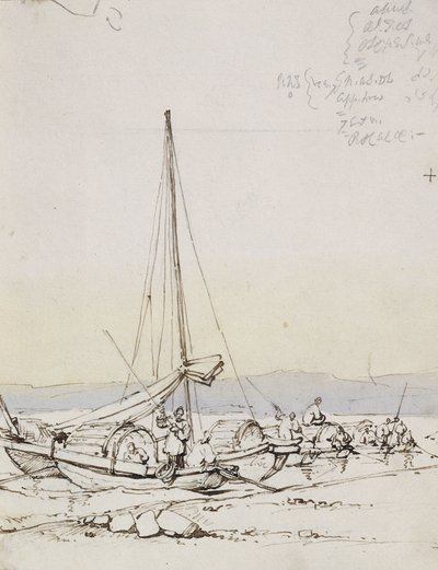 Kıyıda Tanka Tekneleri, by George Chinnery