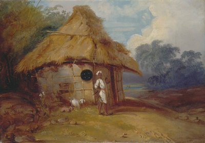 Güney Hindistan'dan Görünüm, Kulübesinin Dışında Bir Savaşçı ile by George Chinnery