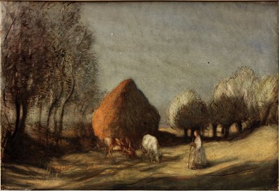 Hayfield, Widdington, yaklaşık 1893 (Suluboya, guaj ve mürekkep) by George Clausen