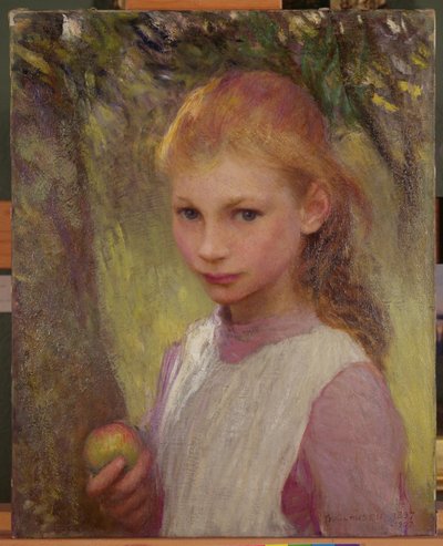 Utangaç Çocuk 1897, yeniden işlenmiş 1907 (tuval üzerine yağlı boya) by George Clausen