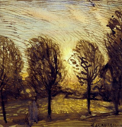 İsimsiz [Ağaçların incelenmesi] (suluboya) by George Clausen