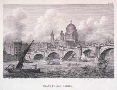 Blackfriars Köprüsü, Londra, 1827 by George Cooke