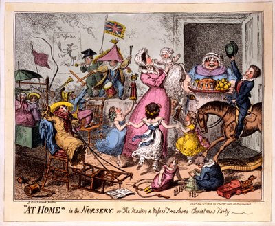 EVDE FIDANDA veya The Masters ve iki ayakkabıyı özlüyor Noel Partisi, 1835 (renkli gravür) by George Cruikshank