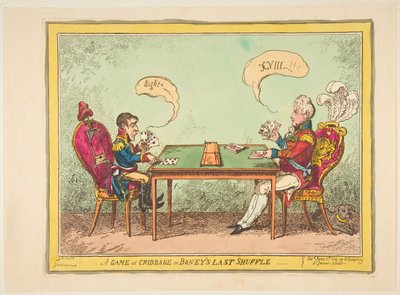 A Game of Cribbage or Boneys Last Shuffle, 6 Haziran 1814. by George Cruikshank