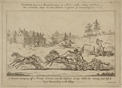 Bir Köylü, Düşman Köyde Yağmacılığa Gitmek İçin Onu Bırakmışken Rus Kampına Fransız Topu Taşıyarak, 8 Haziran 1813