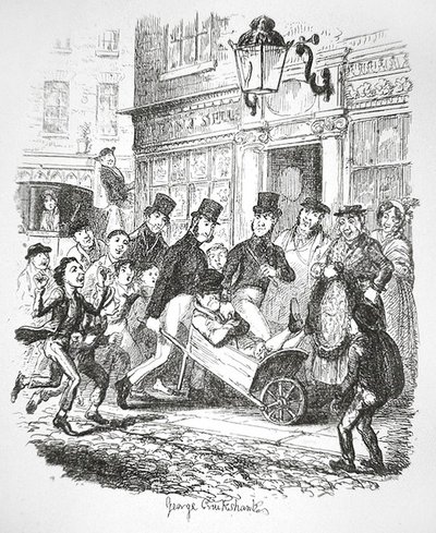 Gözaltında Bir Yankesici, c.1835 (gravür) by George Cruikshank