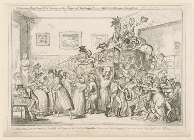 A scene at the London Museum Piccadilly  by George Cruikshank