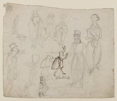 Karakter çalışmaları (kalem, kalem ve kağıt üzerine mürekkep) by George Cruikshank