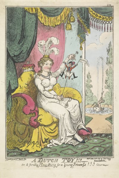 Prenses Charlotte için Oyuncak Olarak Orange Prensi, 1814 Hollandalı Oyuncak !!! - ya da Genç Prenses için güzel bir oyun !!! (nesne üzerindeki başlık) by George Cruikshank