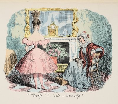 Giyin ve soyun, bar. 1832 (El renkli gravür) by George Cruikshank