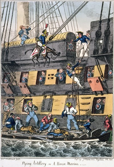 Uçan Topçu veya A Horse Marine (renkli gravür) by George Cruikshank